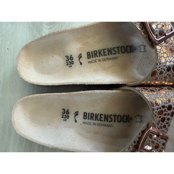 Birkenstock Mayari Bronze Crackle Sandals EU 36 US 5-5.5 Adjustable Buckle - Picture 6 of 9